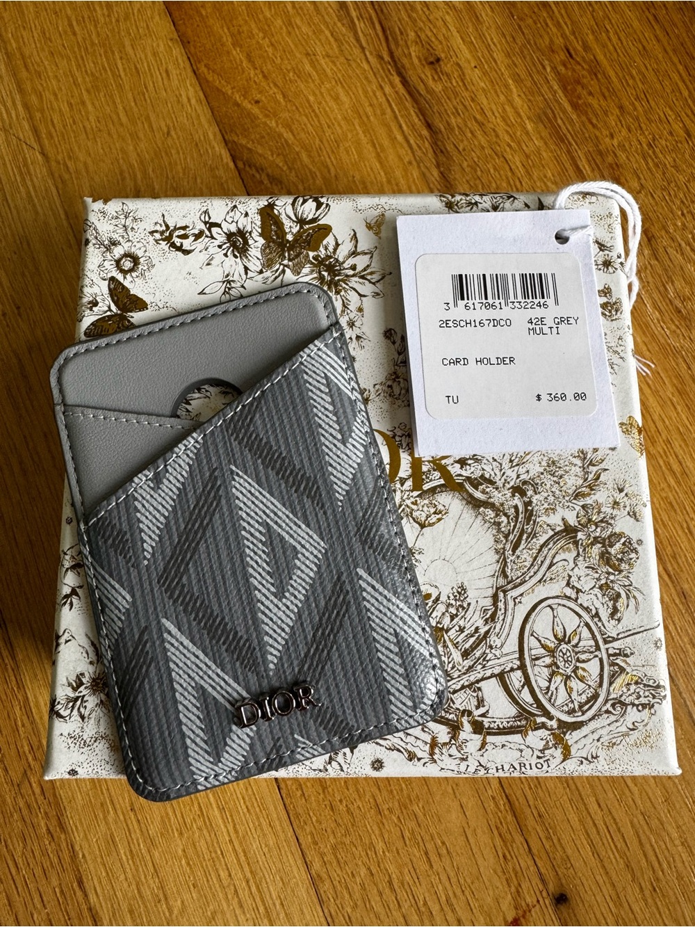 Dior Gray Leather Card Sleeve with Cutout - Picture 4 of 4